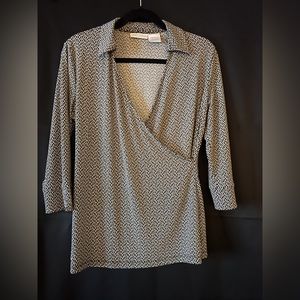 Faux Black and white wrap blouse